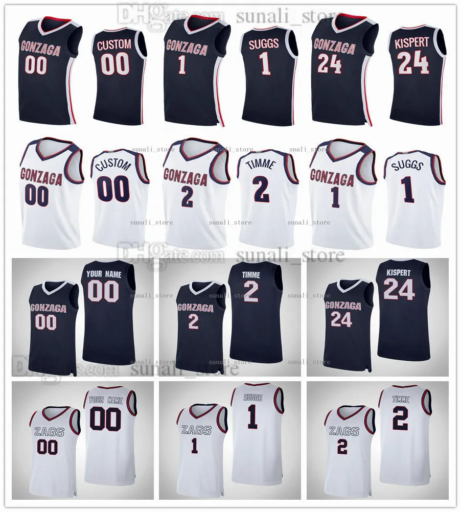 NCAA Gonzaga Bulldogs College Basketball Jersey 1 Jalen Suggs 2 Drew Timme Corey Kispert 33 Ben Gregg 20 Kaden Perry 45 Rasir Bolton 0 Julian Strawther 10 Hunter Sallis