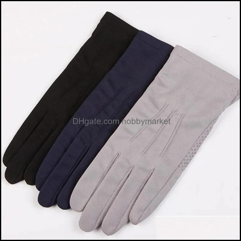 Summer Sun Protection Gloves Male Thin Breathable Anti-Slip Driving Gloves Anti-UV Full Fingers Man Mittens SZ105W1 201020