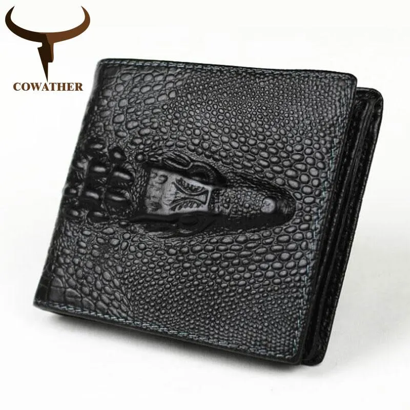 Wallets COWATHER Top Quality COW Genuine Leather Mens For Men 2021 Design Vertical Style Black Purse