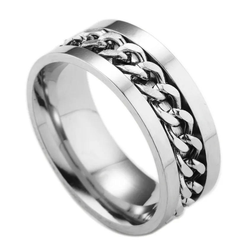 Fidget anelli per ansia, anelli d'ansia per donne uomini, catena di spinner in acciaio inox titanio