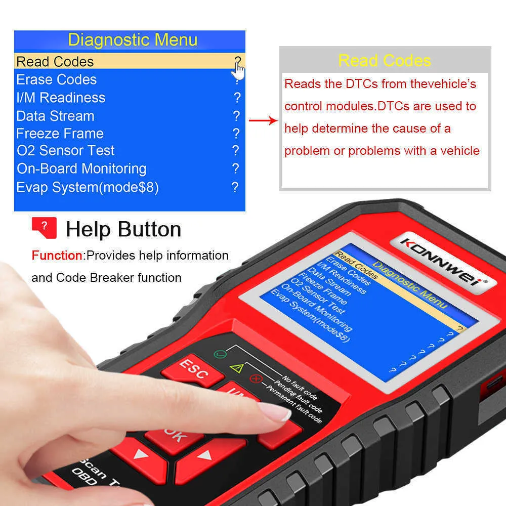 Skaner ODB2 Auto OBD2 Skaner diagnostyczny Konnwei Narzędzia diagnostyczne KW850 Pełna funkcja Diagnoza samochodu Skaner samochodowy Uniwersalny czytnik kodu silnika OBD