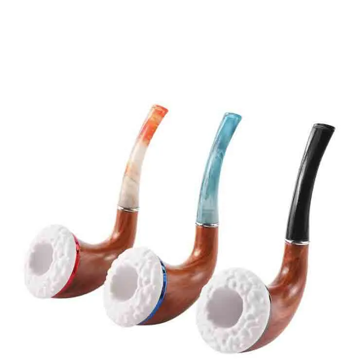 Plastic Resin Cigarette Smoking Pipe With Color Mouthpiece Tobacco Herb Spoon Filter Hand Pipes Tips Shisha Tool Accessories Oil Rigs