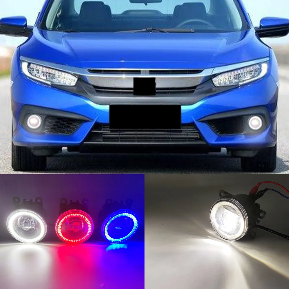 2 функции Автоматические светодиодные DRL Daytime Hunce Light для Honda Civic 2016 2017 2018 Car Angel Eyes Fog лампа Foglight