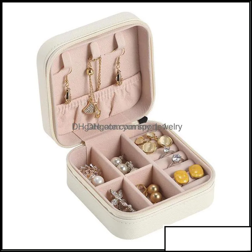 Packaging & Jewelry Box Portable Travel Storage Boxes Organizer Pu Leather Display Cases For Necklace Earrings Ring Jewellery Holder Case