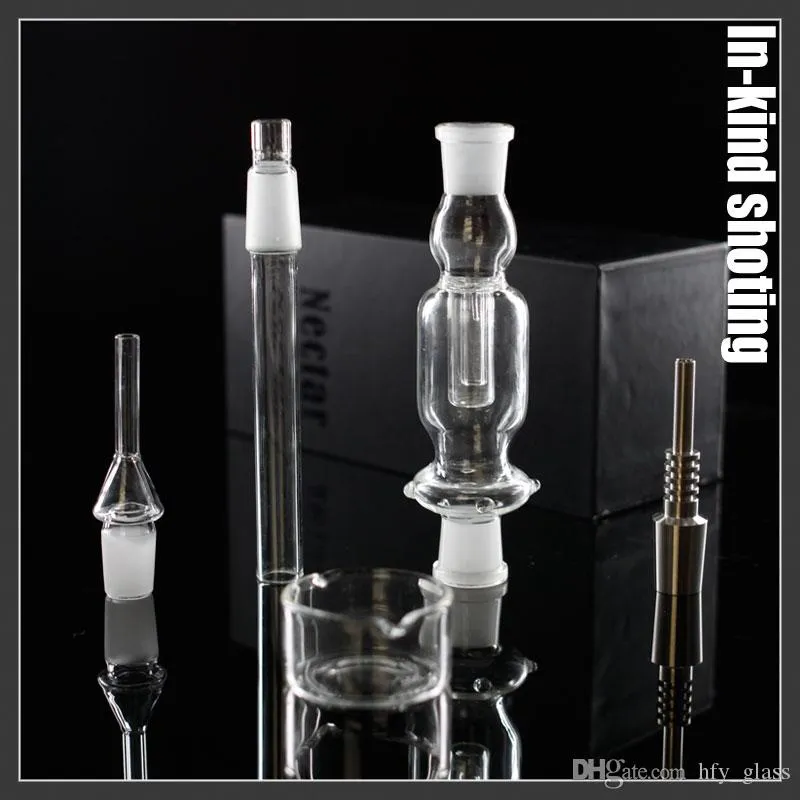 Nektar Collector Kit Glass Pipe Pipes Mini Bong Two Function Båda kvartsresor Titan Trip Bongs 14mm för oljeriggar Dabs