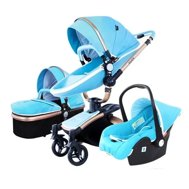 Baby Stroller In Luxury Pram For Newborn Carriage PU Leather