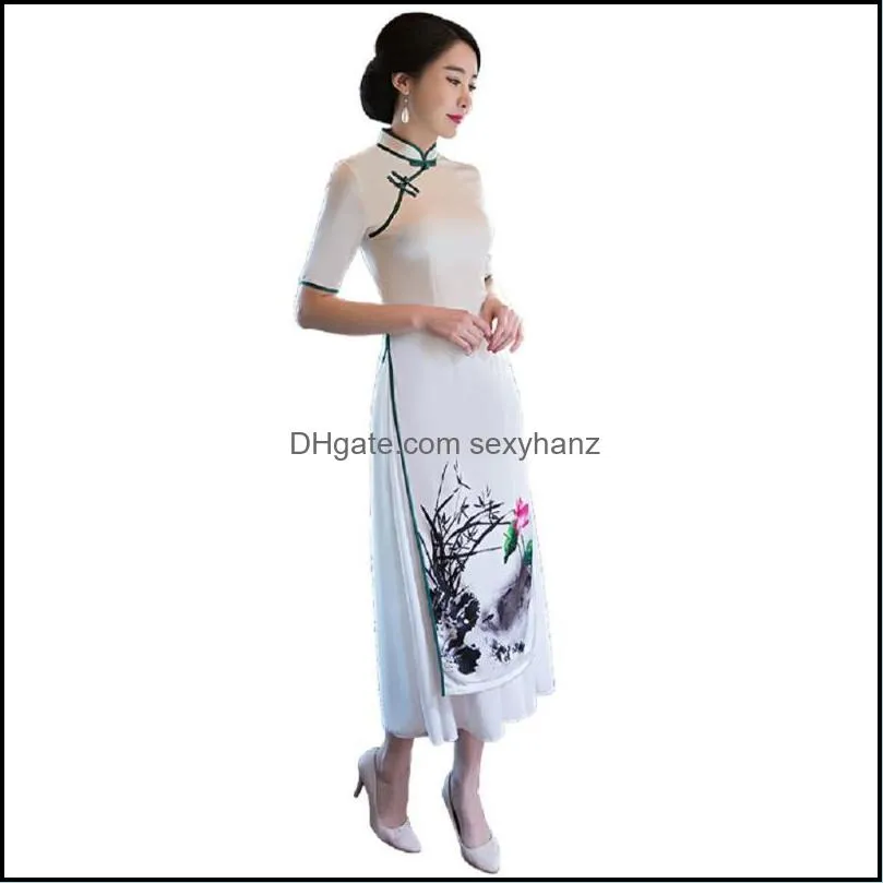 Ethnic Clothing Shanghai Story Vietnam Aodai Chinese Traditional China Dress Qipao Long Cheongsam Modern