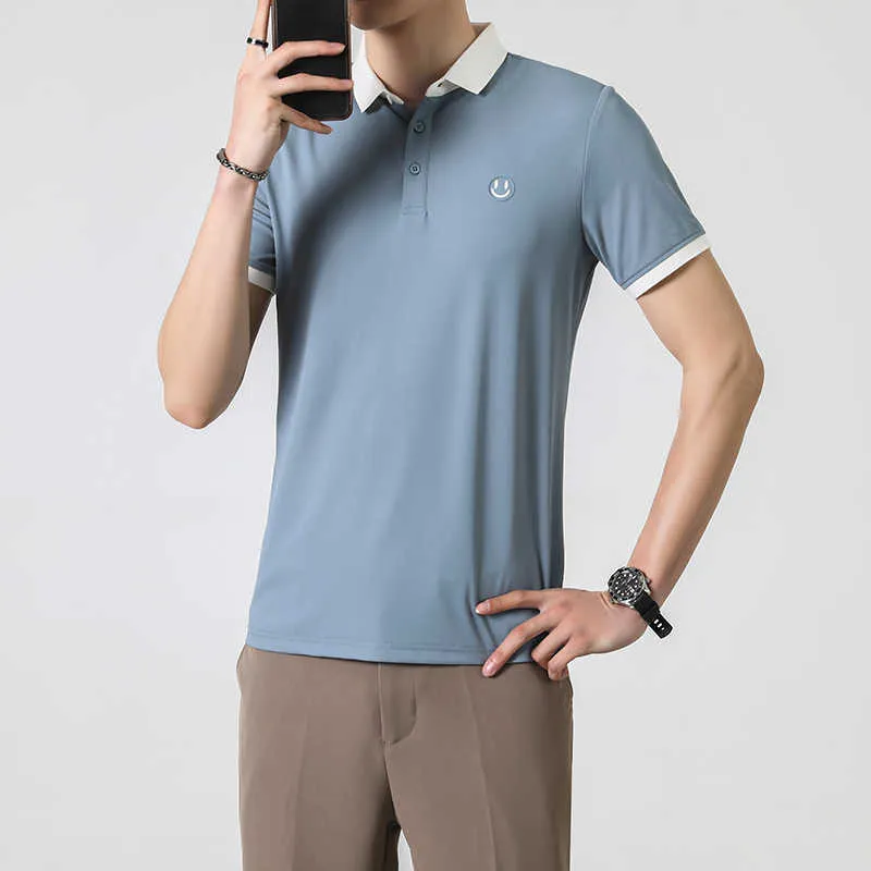 Polos d'été hommes à manches courtes Business Polos sociaux Casual Slim Fit Tee-shirt Tops Social Street Wear Hommes Vêtements 210527