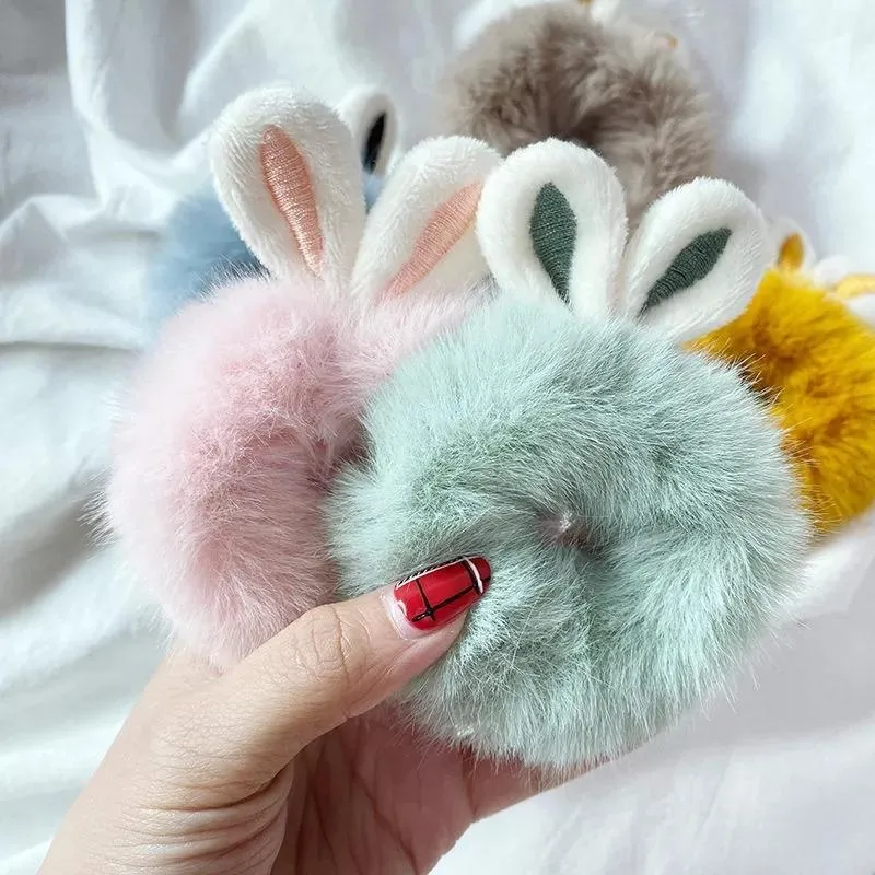 Bandes de cheveux oreilles de lapin en peluche pour femmes et