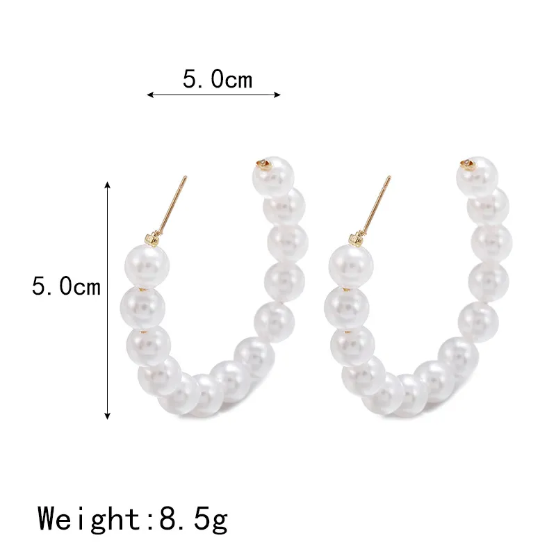 Boucles d'oreilles de cerceau de perle de perle blanc coréen pour femmes Round Faux Boules d'oreilles Boulaies Boho Wedding Bijoux