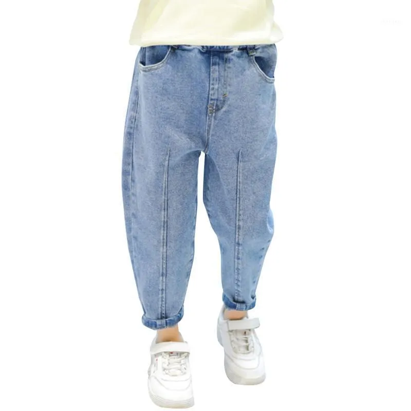 Jeans fille couleur unie fille taille élastique pour enfants Style décontracté vêtements filles printemps automne pantalon