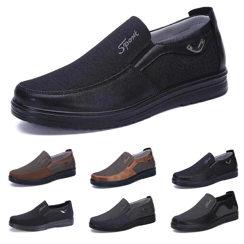 2021 Zapatos ligeros de estilo de negocios para hombre, cómodos, transpirables, negros, marrones, ocio, pisos suaves, fondos para hombres, zapatillas de deporte casuales para fiesta 38-44