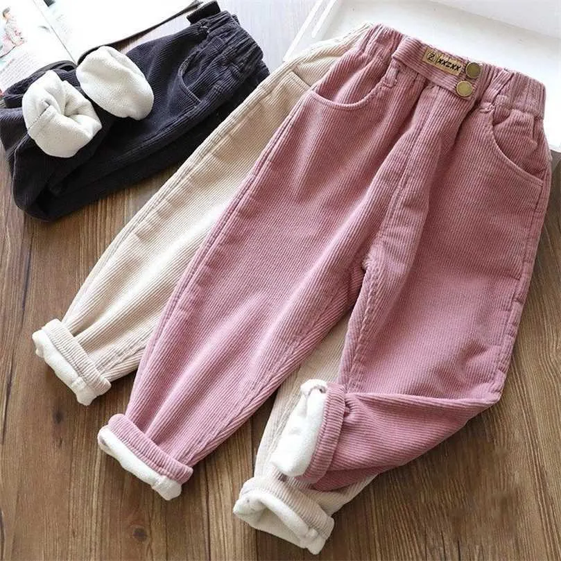 Harem byxor corduroy barn outfits tracksuit vinter bomull byxor barn outwear pojkar flickor casual varm lös 211103