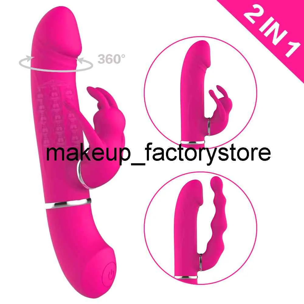 Massage Massagegerät G-Punkt-Massagegerät Klitoris-Stimulator Dual-Motor-Dildo Rabbit-Vibrator 10 Geschwindigkeiten Vibrationsrotation Sexspielzeug für Frauen Sexo Vibrati