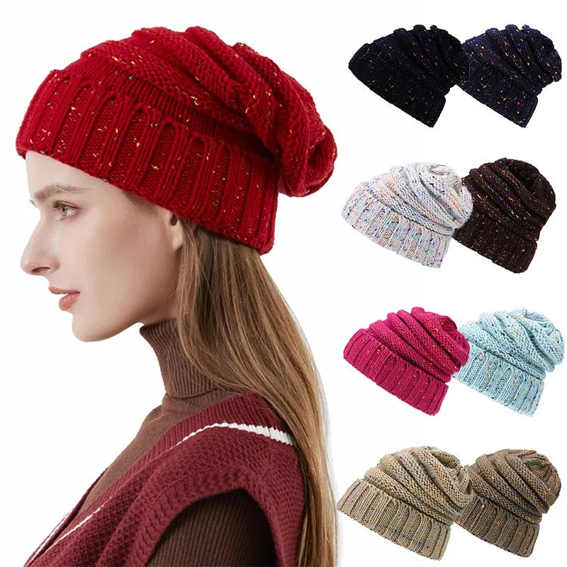 Mössor mode vinter tjocka kvinnors skallies solid färg kepsar lady varm hatt för kvinnor flicka stickad mössa