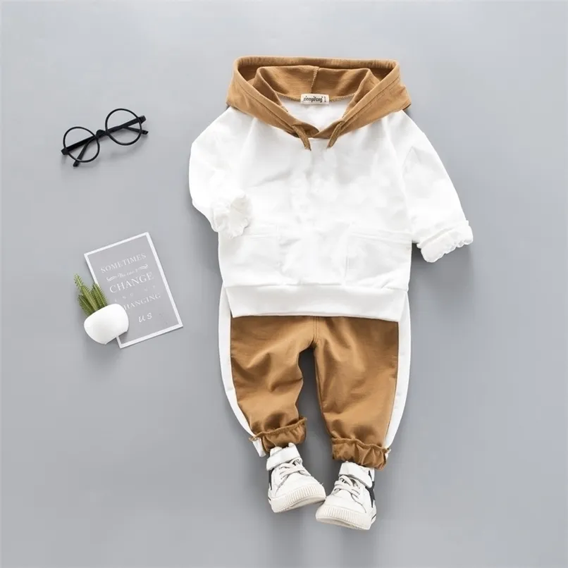 Boddler Baby Boy Kapturem Casual Odzież Set Bluza Z Długim Rękawem Jesień Chłopcy Dzieci Stroje Dresy Garnitury Dzieci Odzież 211021