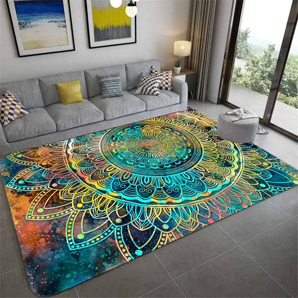 Nordic Colorful Star Sky Mandala Big Carpet For Bedroom Floor