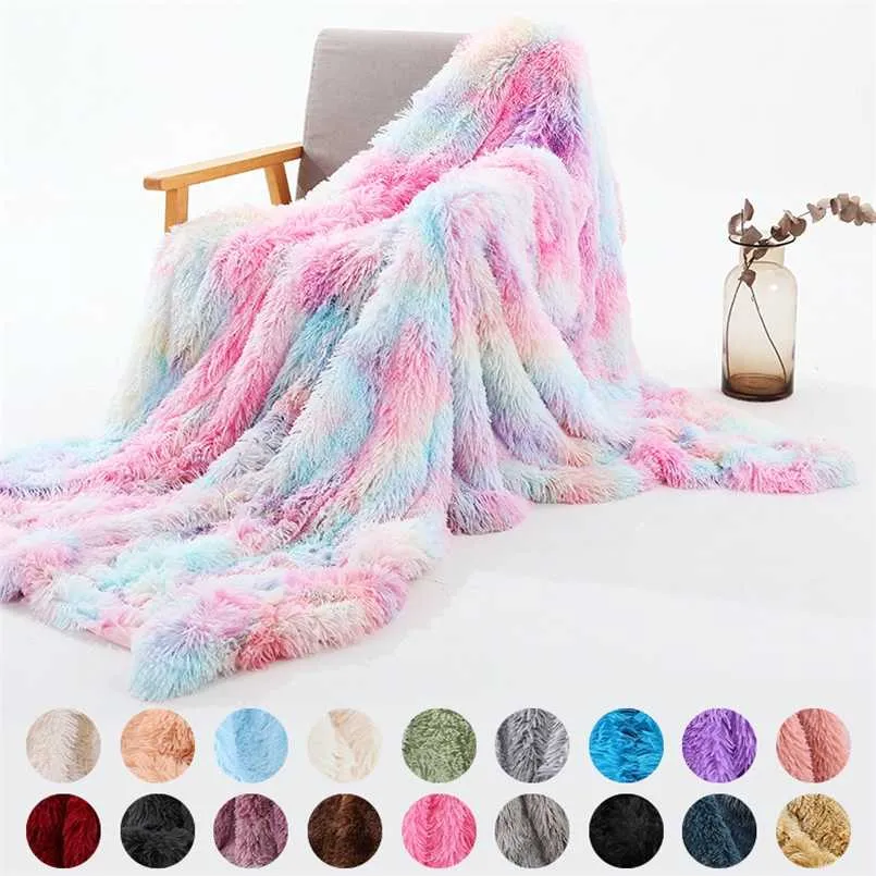 XC USHIO Super Doux Longue Fausse Fourrure Corail Couverture En Molleton Chaud Élégant Confortable Avec Fluffy Sherpa Jeter Couverture Lit Canapé Couvertures Cadeau 211122