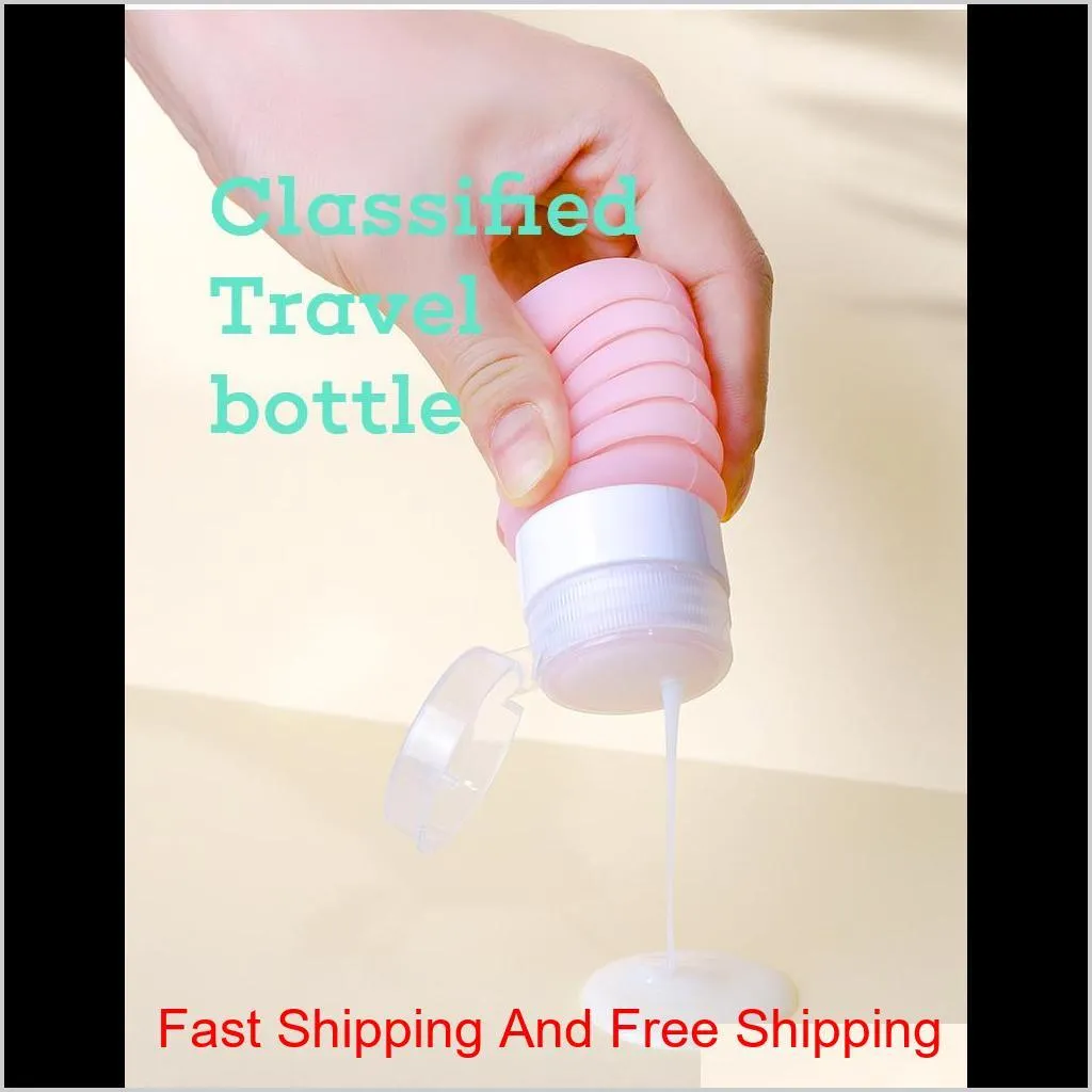 3oz retractable travel dispenser silicone bottle fda leak proof silicone cosmetic travel size toiletry containers for shampoo lotion