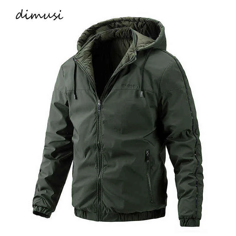 DIMUSI 겨울 남성용 재킷 캐주얼 Menscotton 따뜻한 파커 스탠드 브레이커 후드 코트 outdwear 열 재킷 남자 의류 Y1122