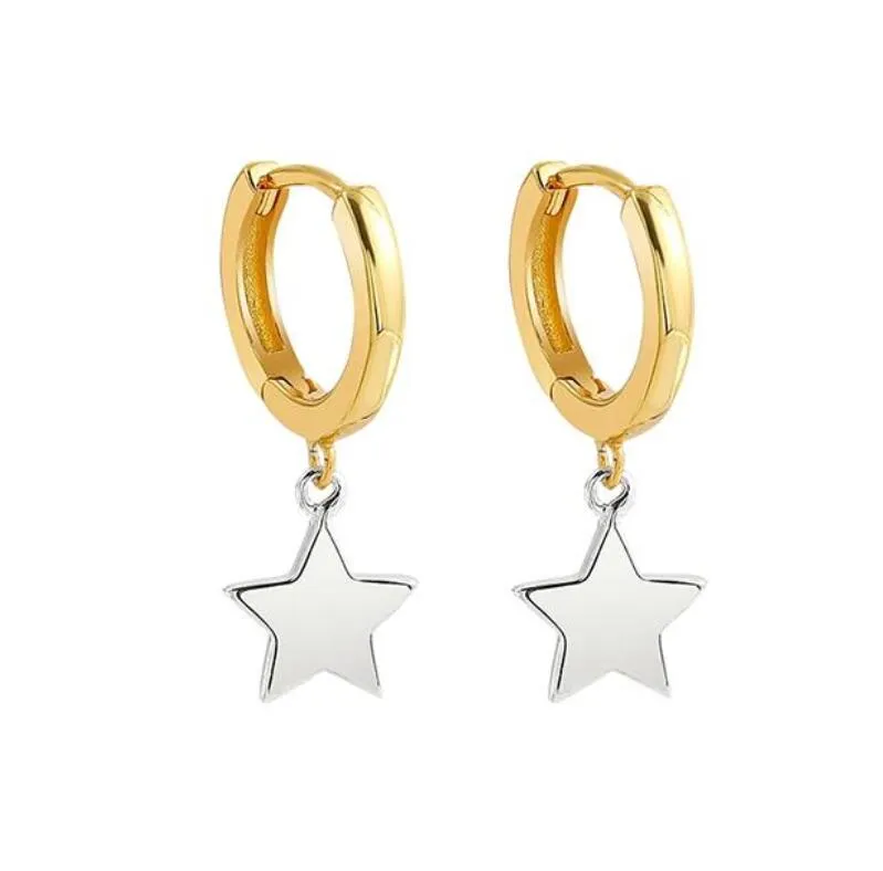 Simple Star Shape Hoop Earring for Woman Fashion Geometric Gold /Silver Color Round Small Earrings Jewelry Accessories