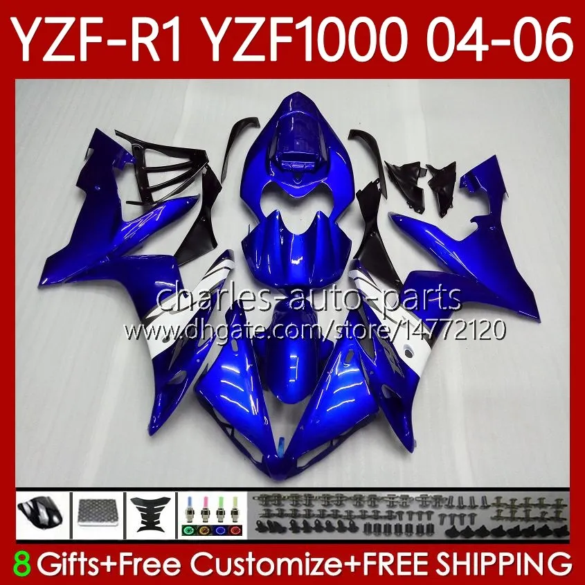 Motocykl nadwozie dla Yamaha YZF-R1 YZF R 1 1000 CC 2004-2006 Bodys 89NO.27 YZF1000 YZF R1 1000CC YZFR1 04 05 06 YZF-1000 2004 2005 2006 OEM Factory Blue Blue