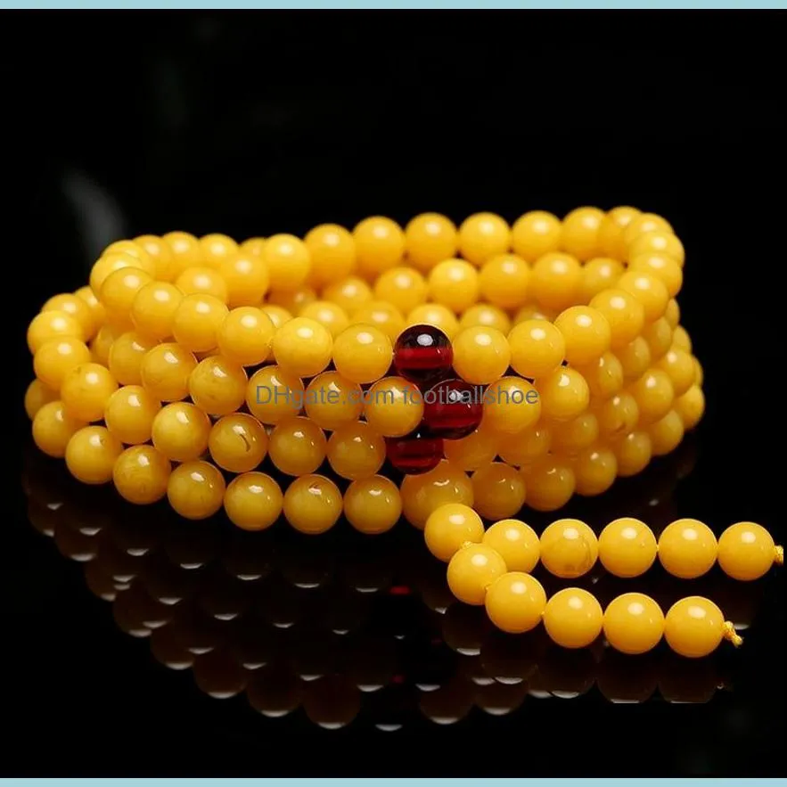108 Beeswax Multi-circle Bracelets Chicken Butter Yellow Amber White Honey Beads for Men and Women Strands