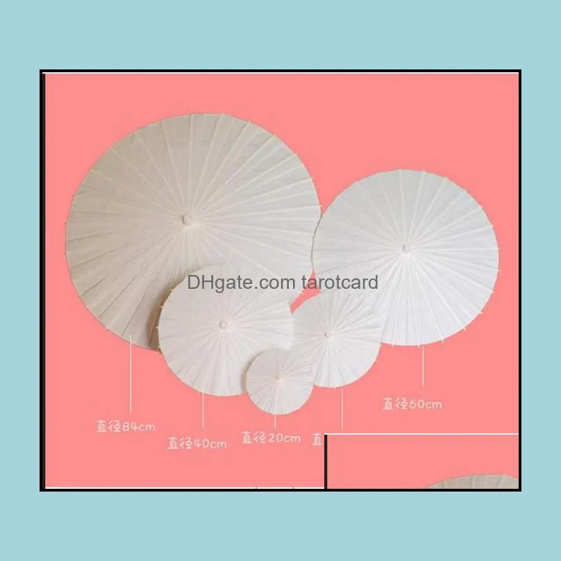 Bridal Wedding Parasols White Paper Umbrellas Chinese Mini Craft Umbrella 4 Diameter:20,30,40,60cm Wedding Decor Umbrellas For