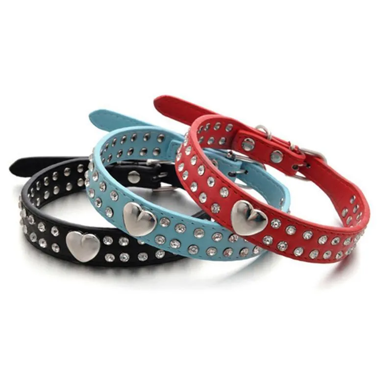 Dog Obroże Smycze Wygodne zamszowe Crystal Crystal Collar Glitter Rhinestone Cynk Stopu Klamra dla małych psów Cat XXS / XS / S / M