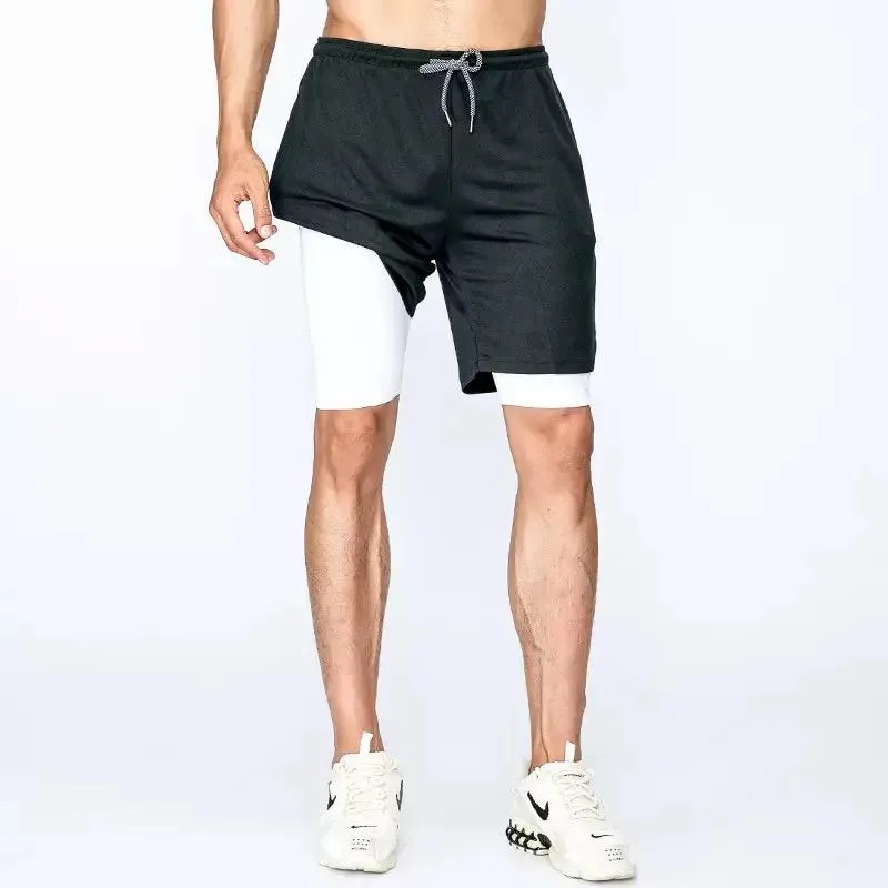 Running Shorts 2In1 Pants Compression Jogging Fitness Sports Racing Pockets Inside Training Track Athletics High Quality