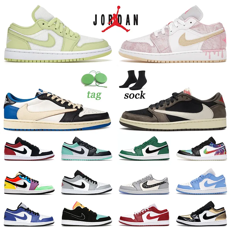 Fashion NIKE Air Jordan 1 Retro Low Basketball Shoes Paint Drip