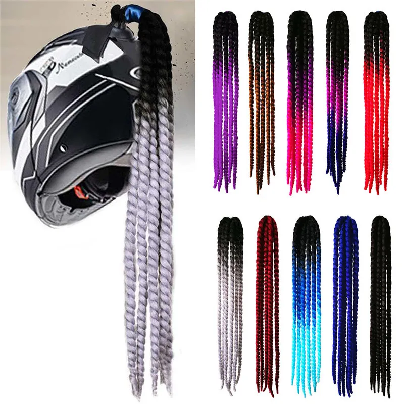 Dreadlocks de moto pour femmes, 60cm, queue de cheval tressée, casque de vélo de Motocross, décoration de cheveux Punk