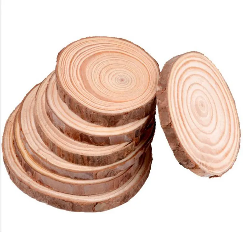 Thick Natural Pine Round Round Wood Slices With Tree Bark Log