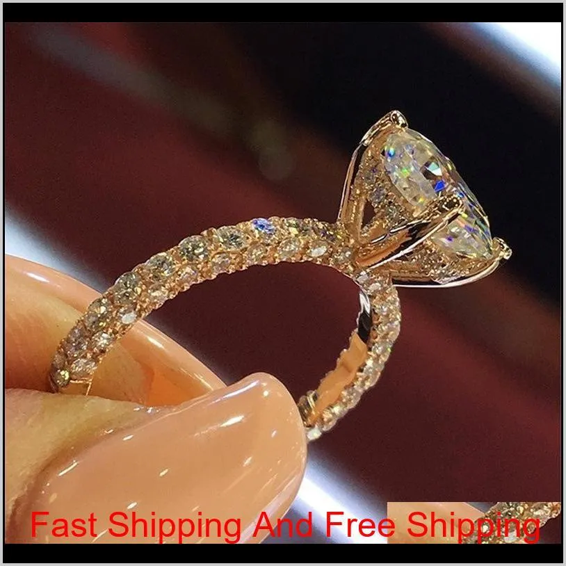 womens designer rings romantic zircon shining princess rings oval stone wedding bridal fashion jewelry for women