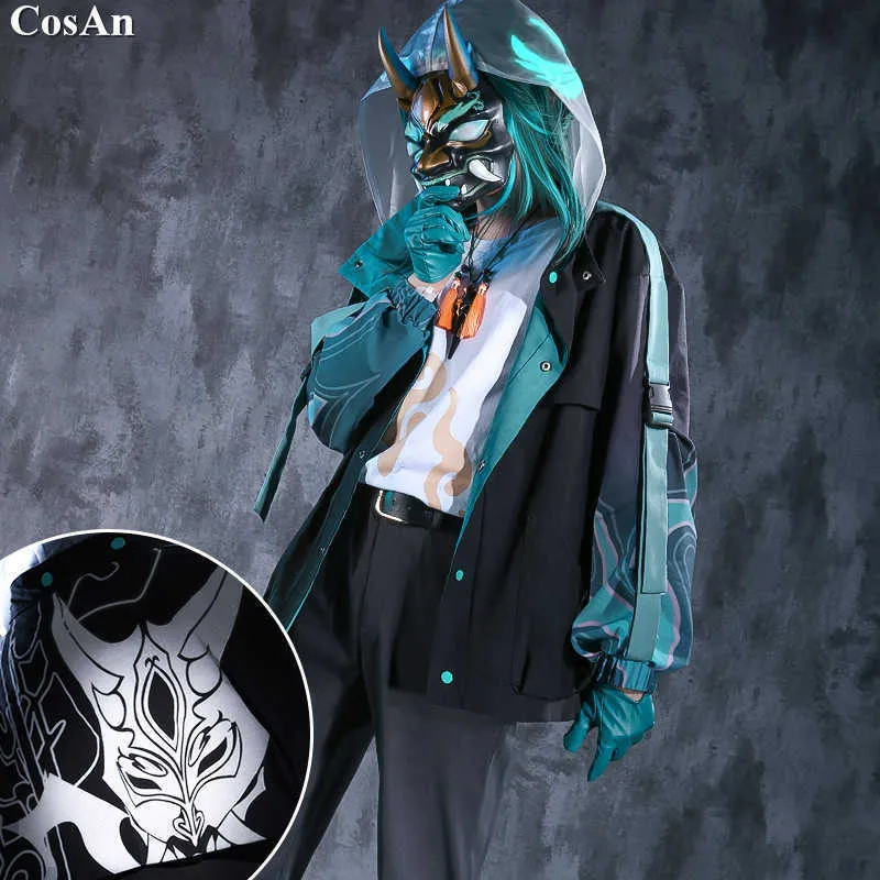 Jogo Anime Genshin Impact Xiao bonito traje de cosplay masculino