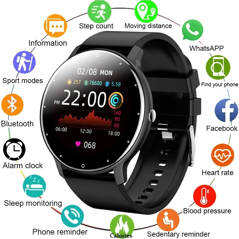 Yeni Akıllı İzle Erkekler Kadın Bluetooth Bileklik Kalp Hızı Kan Basıncı Spor Spor Izci İzle IP67 Su Geçirmez Smartwatch iPhone Android için Saatler Kutusu Ile Saatler