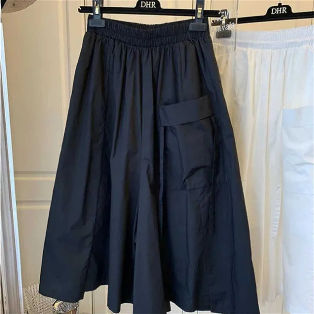 Black BF Loose Casual Culottes Women Pockets High Waist Wide-Leg Skirt Pants Students Korean Plus Size Boyfriends Streetwear 210619