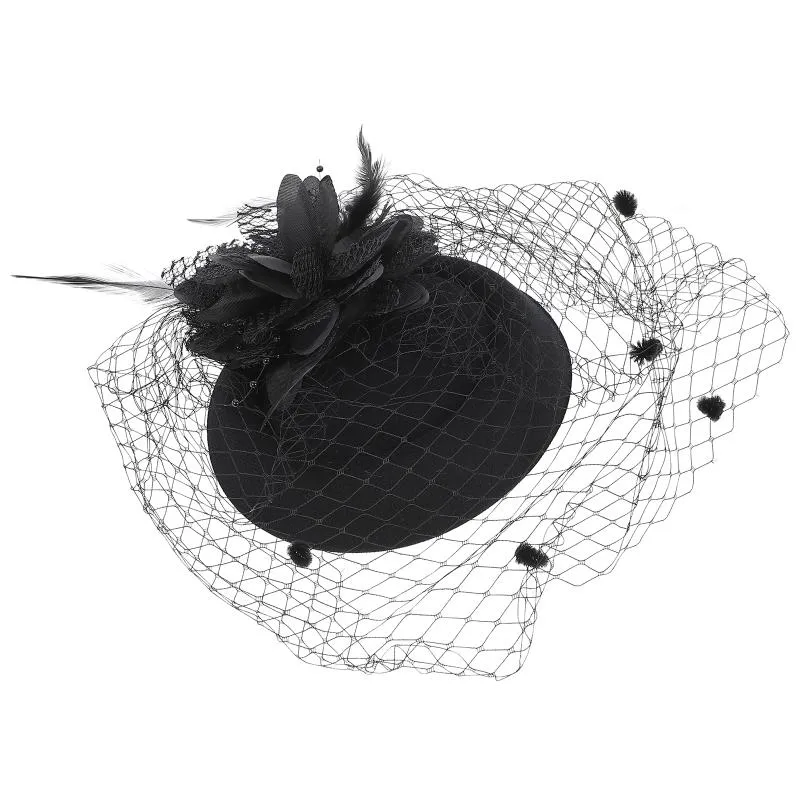 パーティーの帽子1pc 20代30sのピルボックスの魅力的な帽子のベールとの結婚式の紅茶