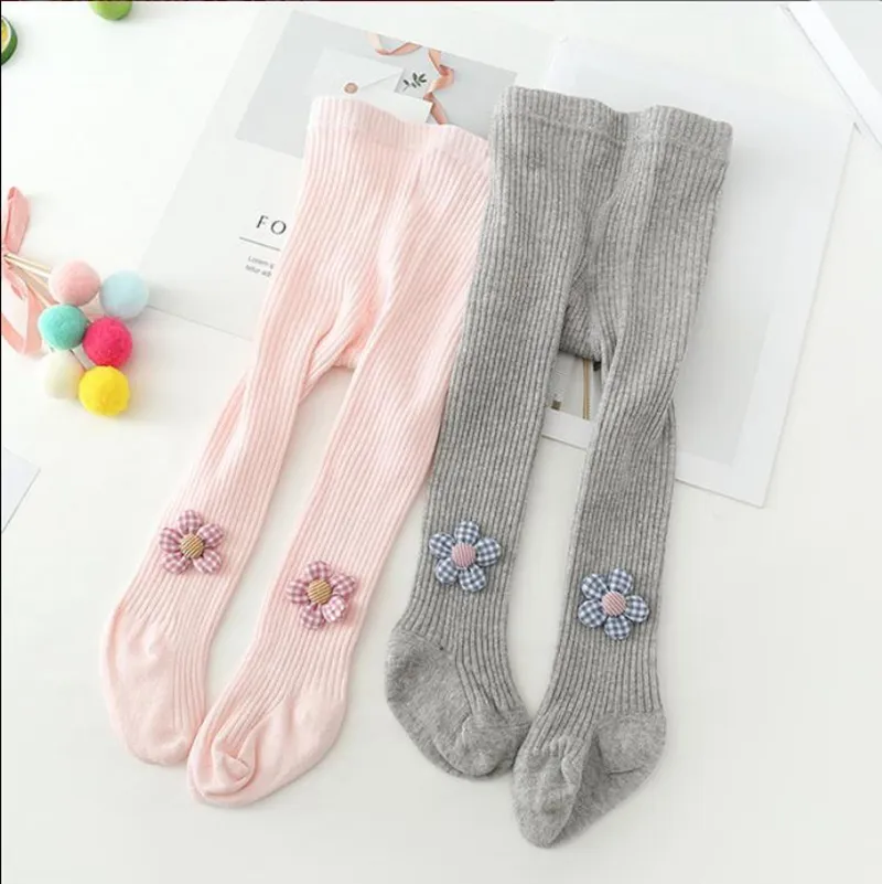 Baby Mädchen Strumpfhosen Blume Kleinkind Mädchen Leggings Solide Säuglingsstrumpfhosen Kinder Hosen Kinder Hosen Baby Kleidung 4 Farben DW6447