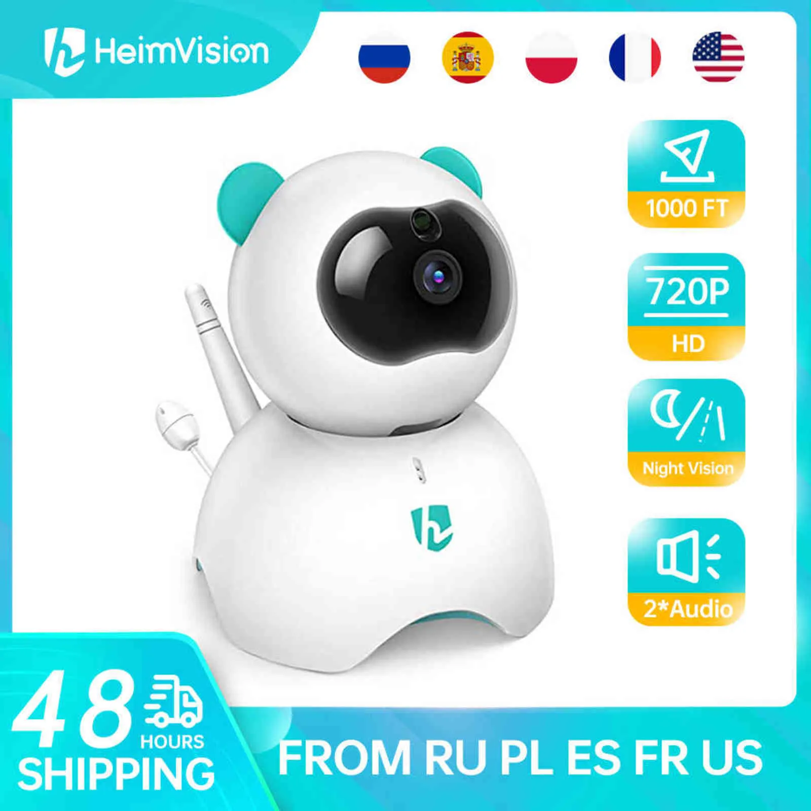 Heimvision HM13C Caméra Extra Caméra 720p HD PTZ Fonction Security Caméra Vision Noir Compatible avec HM136 Baby Monitor Cam H1125