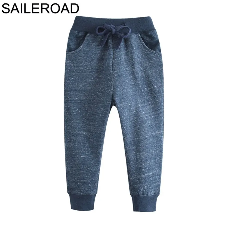 Saileroad Soild menino calças longas para crianças suépants outono crianças esporte calças de algodão meninas bolsos para roupas de criança 210306
