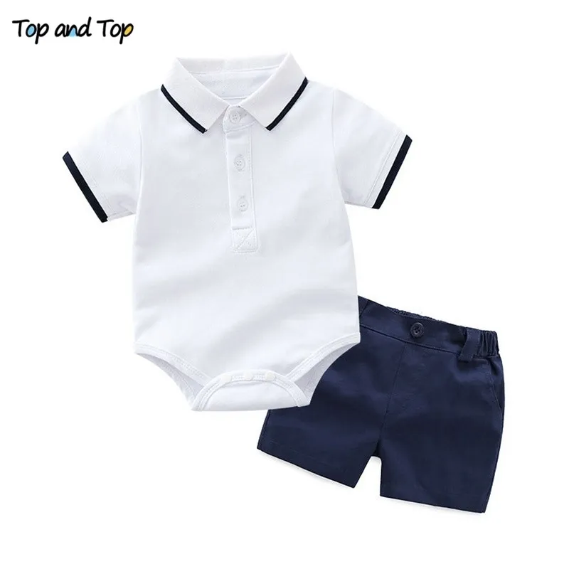 und Top Baby Kleidung Set Sommer Baumwolle Kurzarm Strampler Tops + Shorts Säugling Jungen Outfits Kleinkind Jungen Kleidung 210309