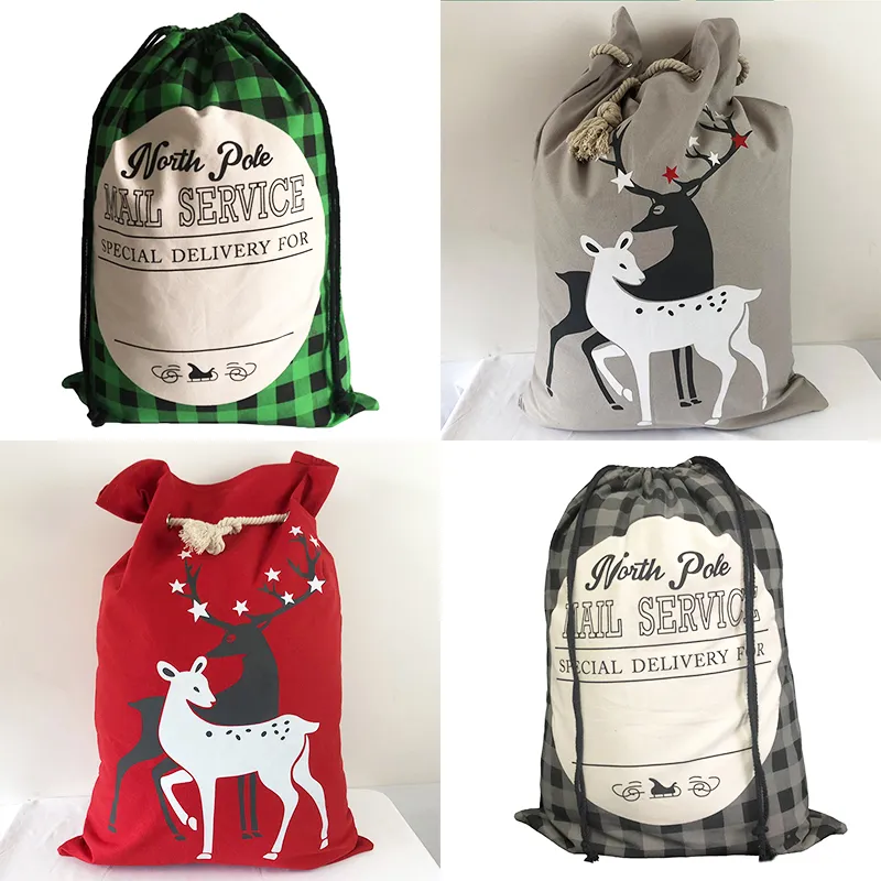 Gepersonaliseerde Santa Claus Gift Sack Hoge Kwaliteit Kerstdecoratie Sacks Candy Tas voor Kinderen Home Feestartikelen 6 stijlen