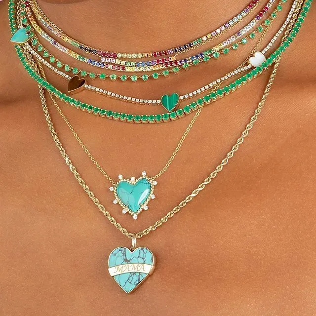 Collier pendentif à breloque en forme de cœur d'amour coloré en émail, avec micro pavé cz, cadeau de bijoux à la mode pour petite amie, saint valentin, arrivé