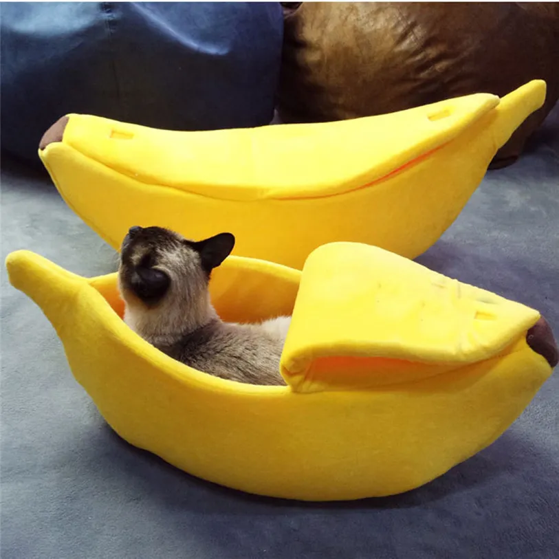 Banana Peel Cat House Cute Looking Banana Bed for Cats Kittens Pet Dog Bed Mat for Small Dogs Soft Plush Padding Cushion 40FB03 (3)