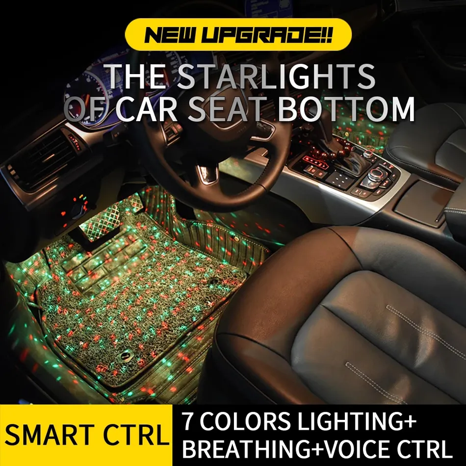 Lot De 4 Lampes LED Néon RGB Pour Voiture - 64 Modes Bluetooth, 2x60cm + 2x90cm, Contrôle App