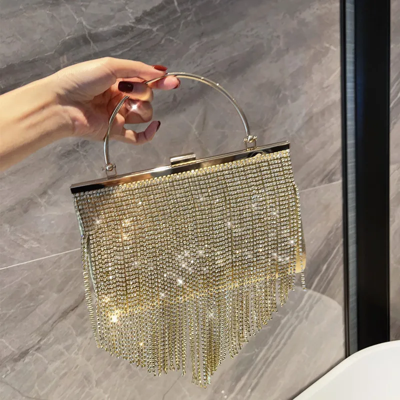 Women purses and handbags luxury designer Clutch Bag 2021 new Rhinestone Banquet Gold Evening Bag Party Purse Chain Shoulder Bags6614750