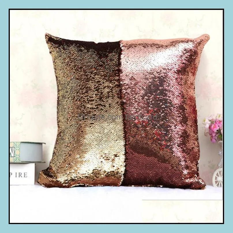 Mermaid Sequins Pillow Case Magic Reversible Sequin Pillowcases Home Decorative Cushion Cover Office Sofa Cushion Pillow Case