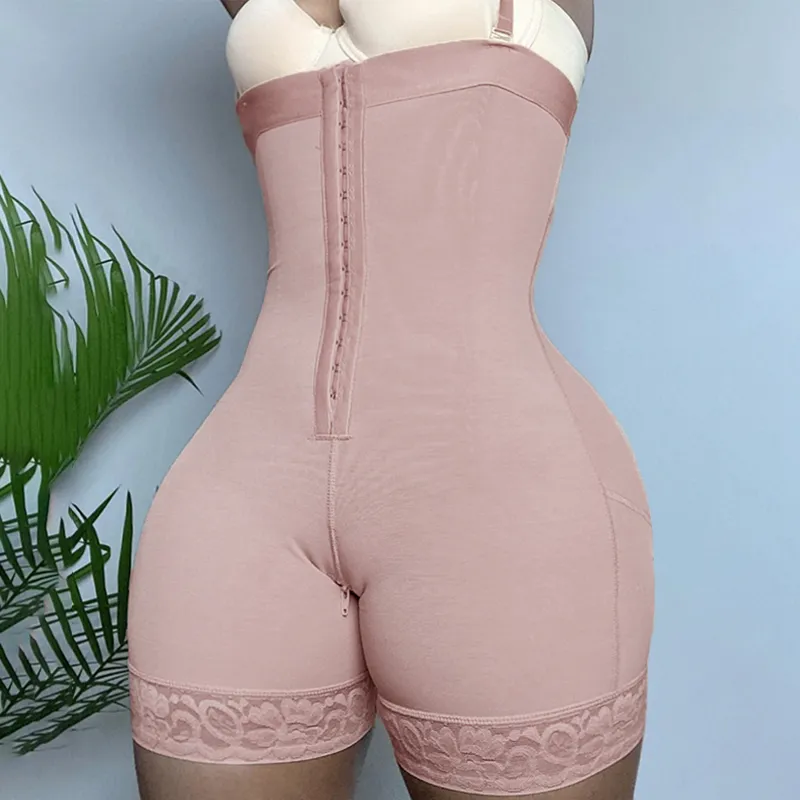 High Compression Women'S Shapewear Bodysuit Women Lace Fajas Colombianas Butt Lift Panties Control Girdle Skims Kim Kardashian 220312