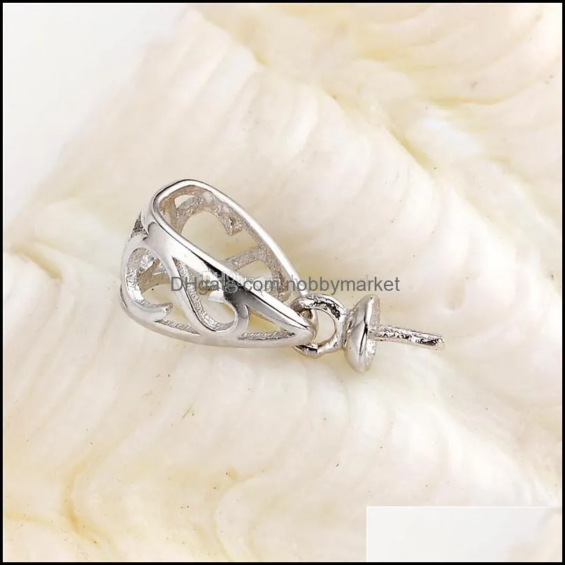 Pendant Bail Pearl Settings Fine Jewelry DIY S925 Connector Small Charm 925 Sterling Silver 10 Pieces